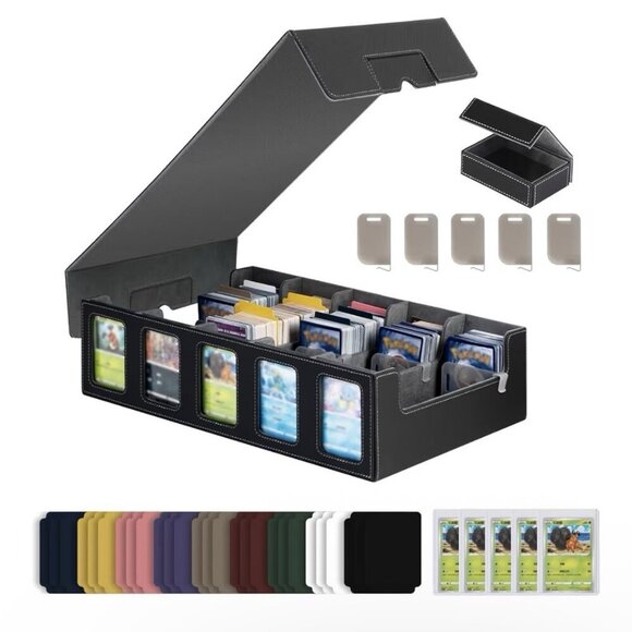 Unbranded Other - PU Leather Trading Card Storage Box 5 Row Organizer